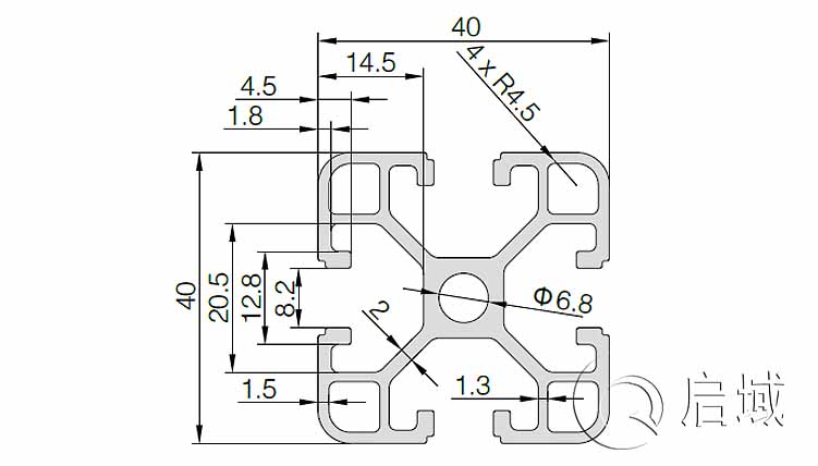 工業鋁型材QY-8-4040B圖紙